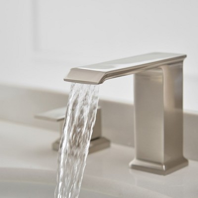 Brushed Nickel 2-Handle Widespread Bathroom Faucet with Drain Assembly