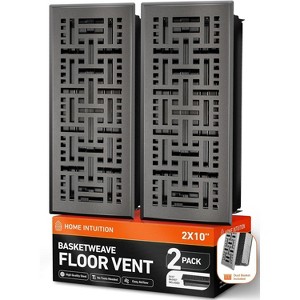 Home Intuition Basketweave Floor Vent Cover 4X12 Inch with Mesh Cover Trap Heat and Air Walkable Metal Floor Vent for HVAC Duct, Dark Grey - 1 of 4