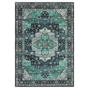 Vintage Washable Floral Medallion Large Rugs for Bedroom Living Room, Non Slip Retro Accent Floor Carpet for Home Office - 1 of 4