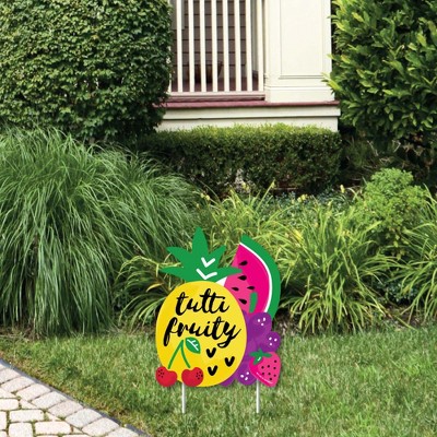 Big Dot of Happiness Tutti Fruity - Outdoor Lawn Sign - Frutti Summer Baby Shower or Birthday Party Yard Sign - 1 Piece