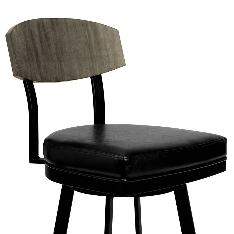 30&#34; Frisco Faux Leather Metal Barstool Black/Gray Wood Back - Armen Living, 4 of 10