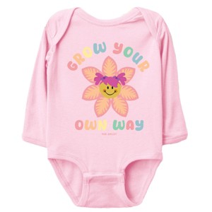 The Juniper Shop Mini Smiley Grow Your Own Way Long Sleeve Bodysuit - NB - Pink - 1 of 4