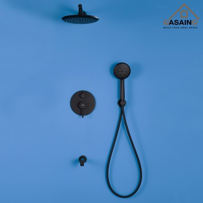 CASA INC 9.5 inches Round Wall Mount Dual Shower Heads with Handheld Spray (Valve Included) in Brushed Nickel