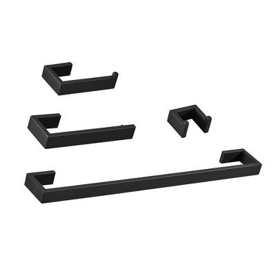 BWE 4-Piece Bath Hardware Set Towel Rack with Toilet Paper Holder Towel Hook and 24 in. Towel Bar