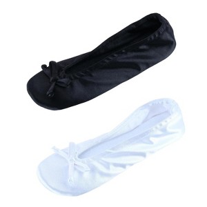 CTM Women's Satin Ballerina Slipper House Shoe (Pack of 2) - 1 of 4