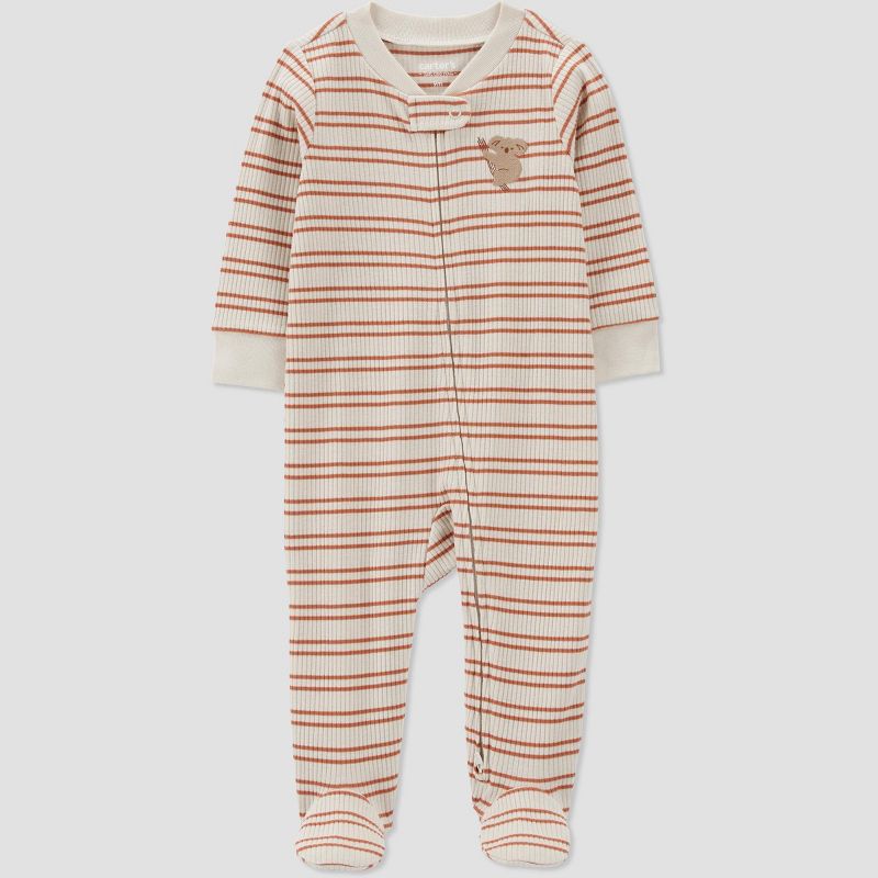 Carter's Just One You® Baby Boys' Striped Koala Footed Pajama - Brown, 1 of 8