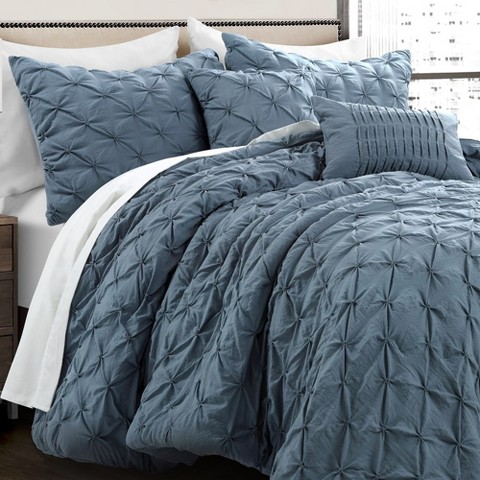 Lush Decor Lush Décor Ravello Pintuck Comforter Stormy Blue - 5 Piece Bedding Set - Full / Queen