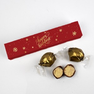 Happy Holidays Candy Favor Box Filled With Milk Chocolate Dubai Truffles - Gold Snowflakes - 1 of 4