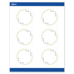 Avery 3" Diameter Labels, Gold Dots with Green Florals, 60 ct - 1 of 4