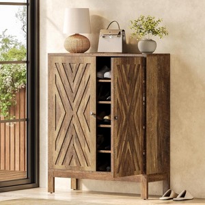 Tribesigns 5-Tier Shoe Cabinet for Entryway, Wooden Shoe Organizer Cabinet with Adjustable Shelves for 20 Pairs, for Living Room, Bedroom,Brown - 1 of 4