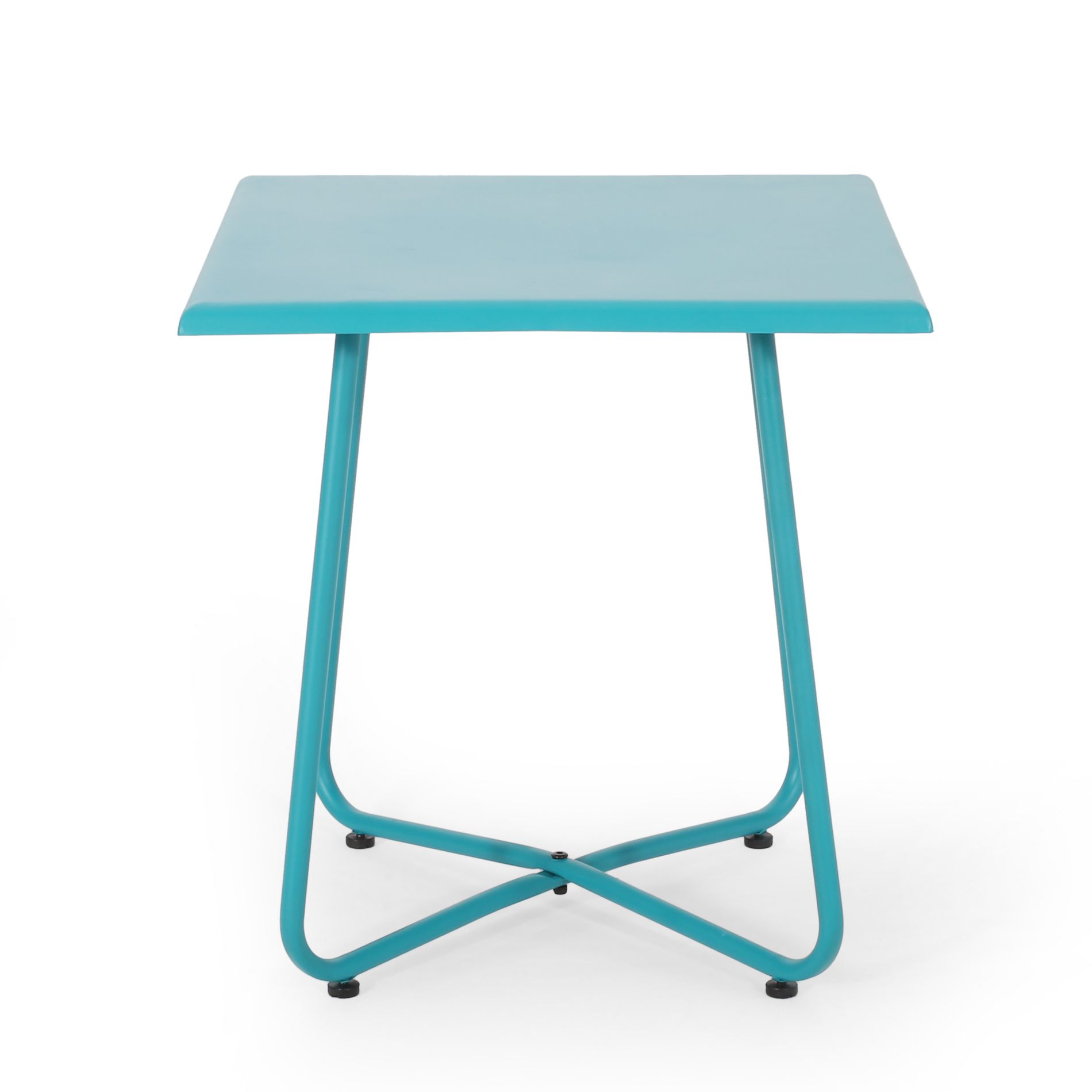 GDFStudio Amberside Outdoor Modern Steel Side Table, Teal