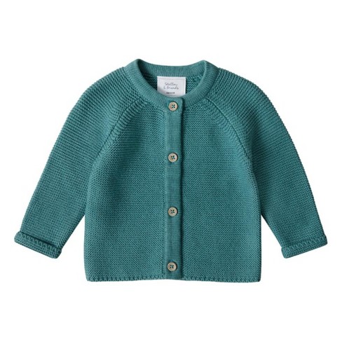 Stellou & Friends 100% Cotton Newborn And Baby Cardigan Sweater - 18-24  Months / Teal : Target