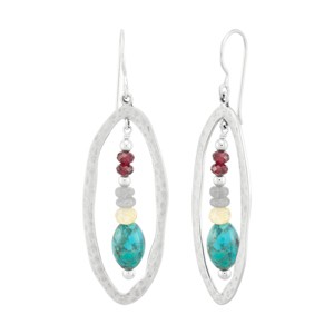 Silpada 'Art Palette' Sterling Silver Labradorite, Rhodolite Garnet, Citrine, and Compressed Turquoise Drop Earrings - 1 of 4