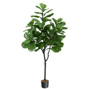 Acekool 5 Ft Faux Ficus Tree with Silk Leaves, Lifelike Trunk & Pot – Indoor & Outdoor Artificial Plant for Home, Office & Patio Decor - 1 of 4