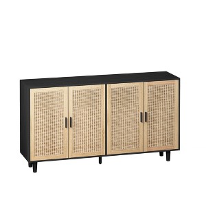 NicBex  62.2Inch Elegant 4-Door Storage Cabinet with Rattan Decorative Doors for Living Room and Entryway - 1 of 4
