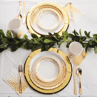 White with Gold Foil Dots Luncheon Napkins - Thumbnail 2