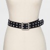 Women's Double Laser Cut Adjustable Western Grommet Belt - Wild Fable™  Black S