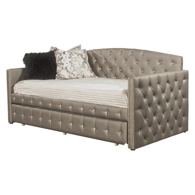 Memphis Upholstered Daybed with Trundle Twin Pewter - Hillsdale Furniture