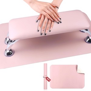 Saviland Pro Nail Arm Rest Set - Pink Faux Leather Hand Rest & Non-Slip Mat for Acrylic Nails. - 1 of 4