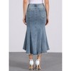 INSPIRE CHIC Women's Washed Denim High Waist Fishtail Pockets Casual Midi Skirt - 4 of 4
