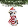 3.75 In Kitten With Knitted Scarf Christmas Santa Hat Tree Ornaments - 3 of 3
