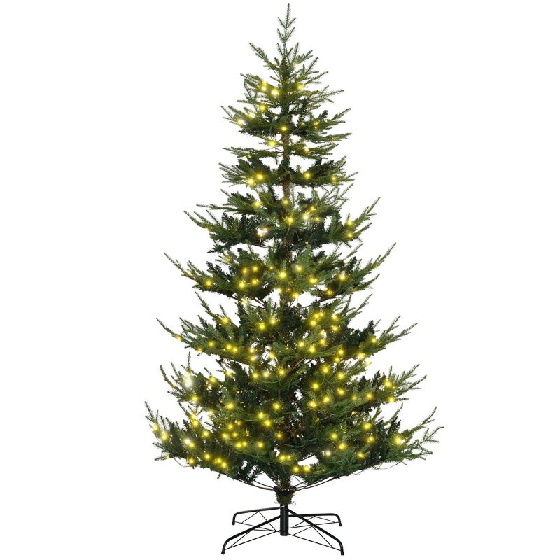HOMCOM 8 FEET Prelit Artificial Christmas Tree with 1026 Realistic Branches, Warm White LED lights, Auto Open, Green, 4 of 7