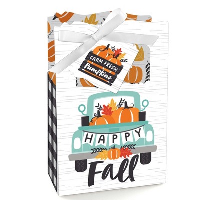 Big Dot of Happiness Happy Fall Truck - Harvest Pumpkin Party Favor Boxes - Set of 12