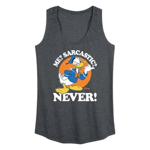 Women's - Disney - Donald Me Sarcastic Never Graphic Racerback Tank - 1 of 4