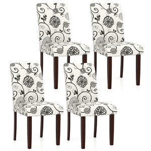 Tangkula Wooden Dining Chair Set of 4 w/Rubber Wood Legs Padded Seat S Springs High  Back - 1 of 4
