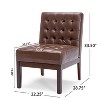 APRILSOUL Contemporary Dark Brown Accent Chair with Tufted Waffle Stitch and PU Upholstery - 3 of 4