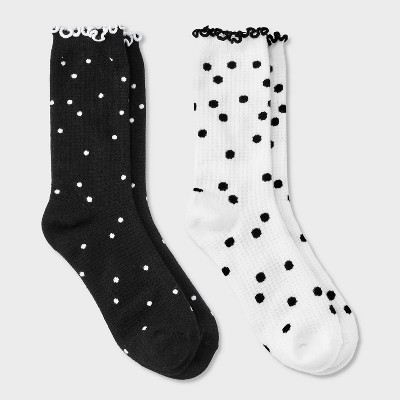 Women's Lettuce Edge Polka Dot 2pk Crew Socks - Auden™ 4-10
