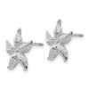 Black Bow Jewelry 13mm Polished Textured Starfish Post Earrings in 14k White Gold - 2 of 4