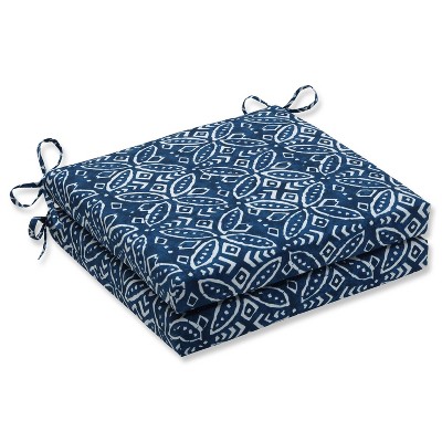 20" x 20" x 3" 2pk Merida Indigo Squared Corners Outdoor Seat Cushions Blue - Pillow Perfect