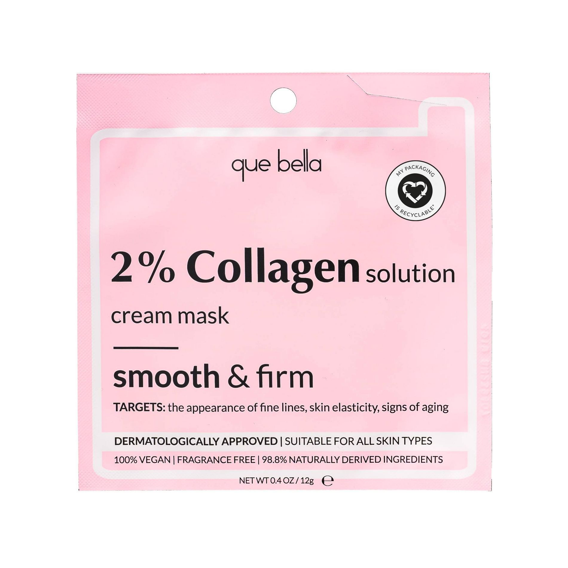 Que Bella 2% Collagen Solution Cream Face Mask - 0.4oz