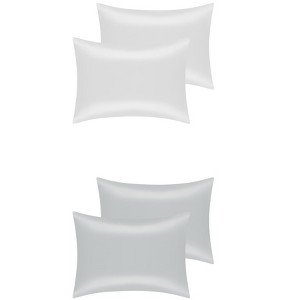 Unique Bargains Breathable Satin Solid Envelope Closure Pillowcase Standard 20"x26" 4 Pcs - 1 of 4