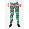 Suitmeister Men's Christmas Suit - Festive Ugly X- Mas Holiday Nordic Print - Red & Green  - Size Medium - 4 of 4