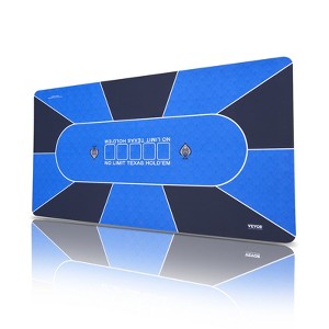 VEVOR Poker Table Top, 70 x 35 Inch Poker Mat for Table, 6-8 Players Foldable Poker Table Top with Carrying Bag, Folding Poker Table Topper,Blue&Black - 1 of 4