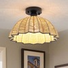 PAKOKULA 1-Light Rattan Dome Semi-Flush Mount Ceiling Light, Dimmable, Farmhouse and Modern Industrial Lighting - 2 of 4
