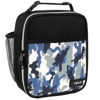 OPUX Insulated Lunch Box Men Women, Leakproof Soft Cooler Bag Work School  Beach, Pail Tote Adult Kids Boys Girls (Camo Blue, Medium - 8L)