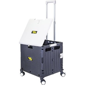 dbest products Quik Cart Swing Lid Four Swivel Wheeled Rolling Crate Utility With Seat Heavy Duty Collapsible Basket with Dual Telescopic Wagon Handle - 1 of 4