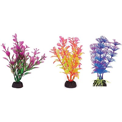 Penn-Plax Colorful Aquarium Plastic Plant Pack, 4-Inch