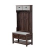 Homy Casa Entryway Hall Tree with Cushion Seat, Hooks & Storage Drawers, Rustic Brown - 4 of 4