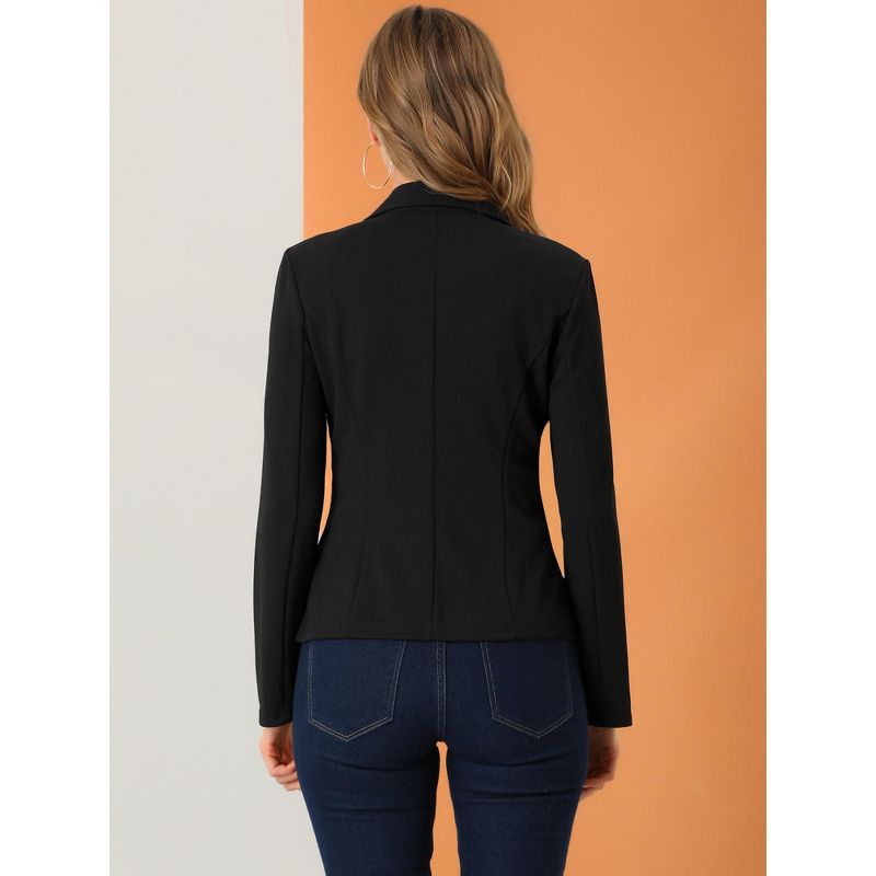 Allegra K Women's Elegant Work Office Lapel Collar Button Down Stretch Suit Blazer, 5 of 7