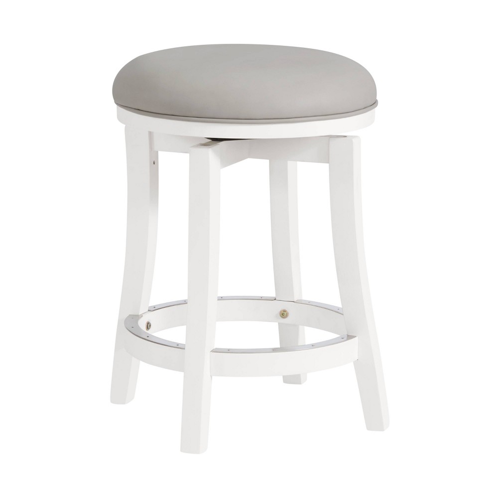 Alaterre Furniture Ellie Counter Height Barstool White : Swivel Seat, Rubberwood Frame, 25&#34; Height