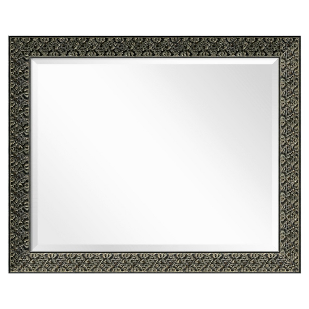 Photos - Wall Mirror 33" x 27" Intaglio Embossed Black Framed  - Amanti Art