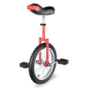 Yescom 16 In Wheel Outdoor Unicycle Adjustable Seat Exercise Bicycle Balance Training for Adults Teenagers Kids, Red - 1 of 4