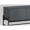 59" Laminate Contemporary TV Stand with Black Metal Frame, Storage Cabinet, Open Shelf, and Hidden Wire Management Holes for Living Room - 2 of 4