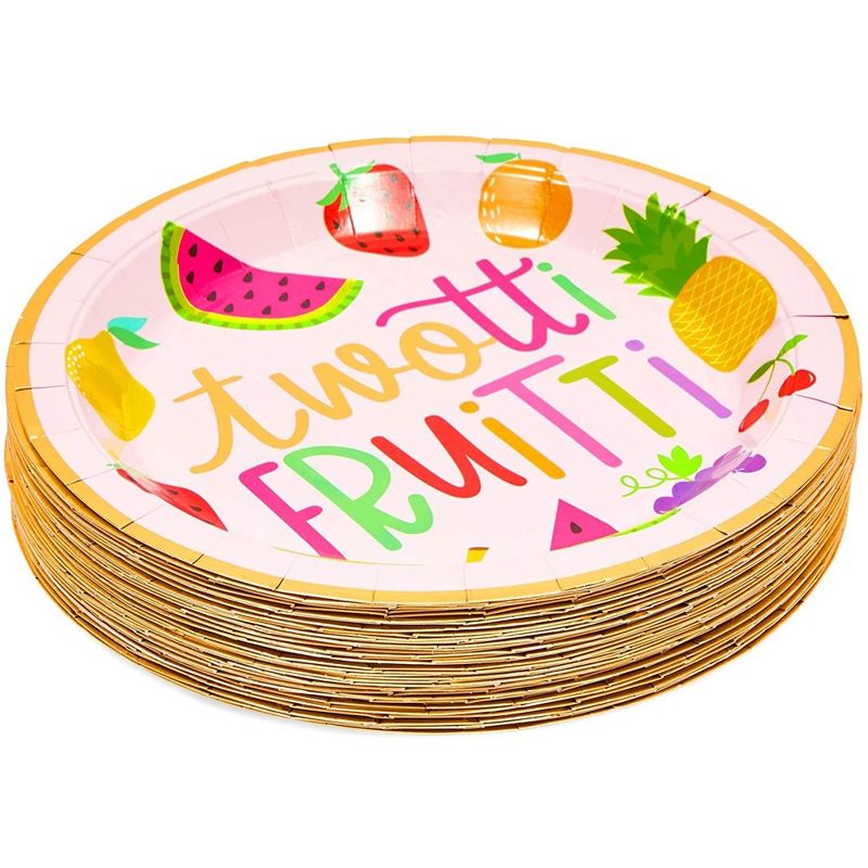 Sparkle and Bash 48 Pack Two-tti Frutti Paper Plates for 2nd Birthday Party Decorations (9 In), 5 of 6