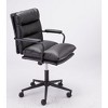 HDZNVF Black Leather Office Chair Mid Back Leather Desk Chair Modern Excutive Office Chair with Arms and Wheels - 3 of 4