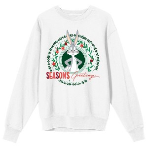 Looney Tunes Bugs Bunny Season's Greetings Women's White Long Sleeve Sweatshirt - 1 of 3